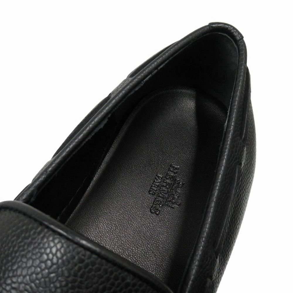 Hermes Ecute Tassel Loafers Slip on Sneakers Shoes Leather 41.5 Black — view 6