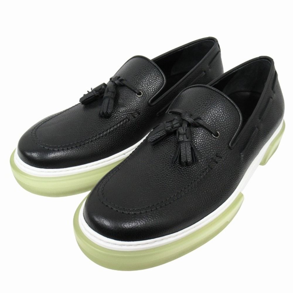 Hermes Ecute Tassel Loafers Slip on Sneakers Shoes Leather 41.5 Black — view 4