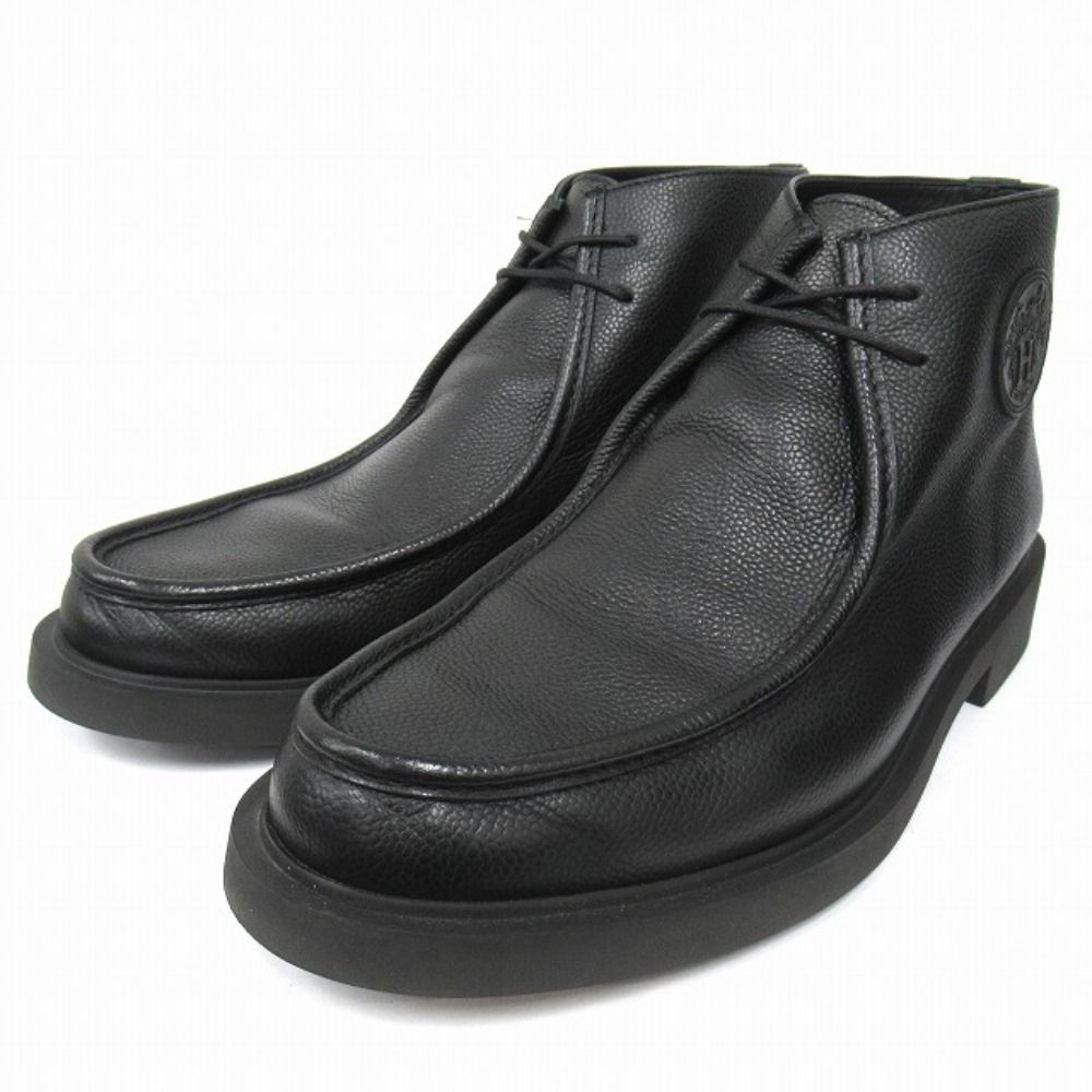 Hermes Hafie Exlibris Short Boots Shoes Leather 43 Black — view 3