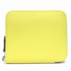 Hermes Azap Silk in Compact Wallet Round Color Leather Silver Lime Orange — view 2