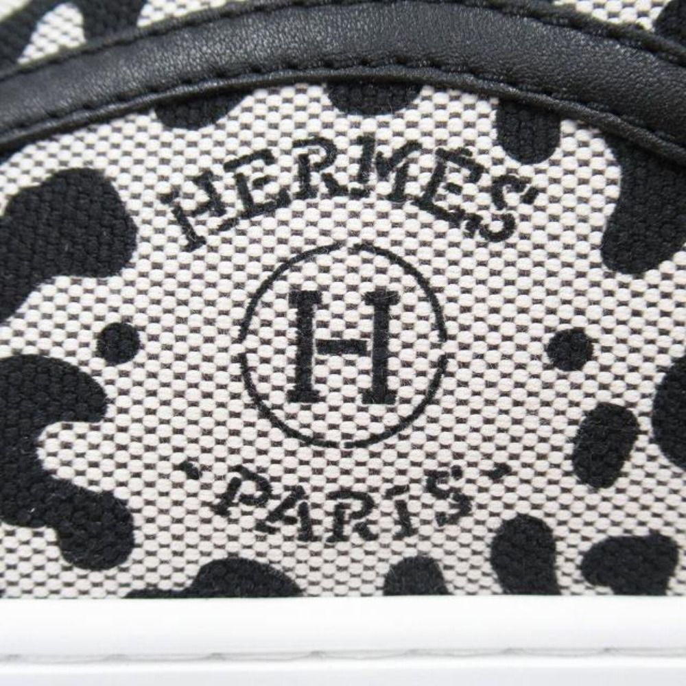 Hermes Get Sneakers Toile H-unprime Leather Stencil Logo Leopard 41 Prue — view 5