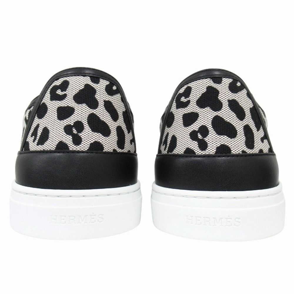 Hermes Get Sneakers Toile H-unprime Leather Stencil Logo Leopard 41 Prue — view 4