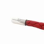 Hermes Polished Key Holder Key Ring Charm Braided Leather Silver Red — view 5
