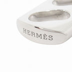 Hermes Polished Key Holder Key Ring Charm Braided Leather Silver Black — view 3