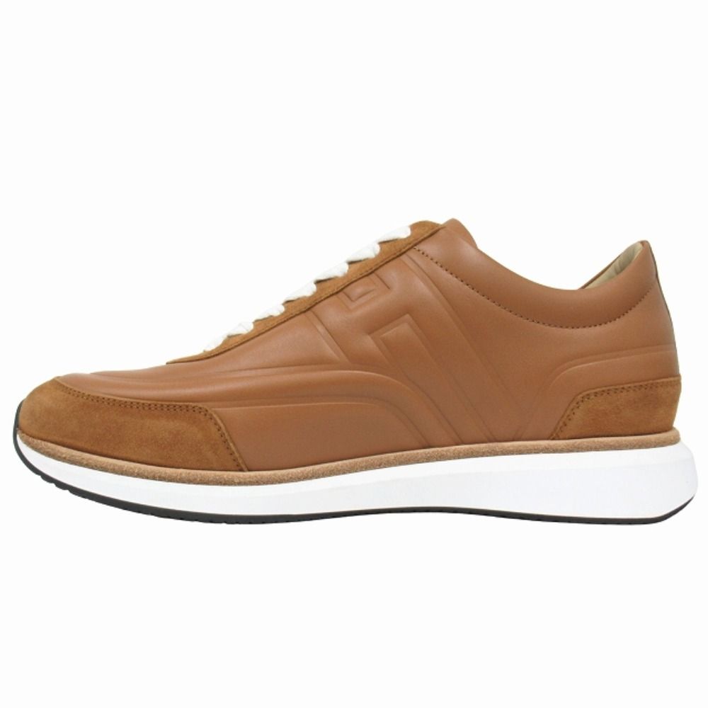 Hermes Easy Leather Sneakers Shoes Calfskin Shepple Velour Logo — view 2