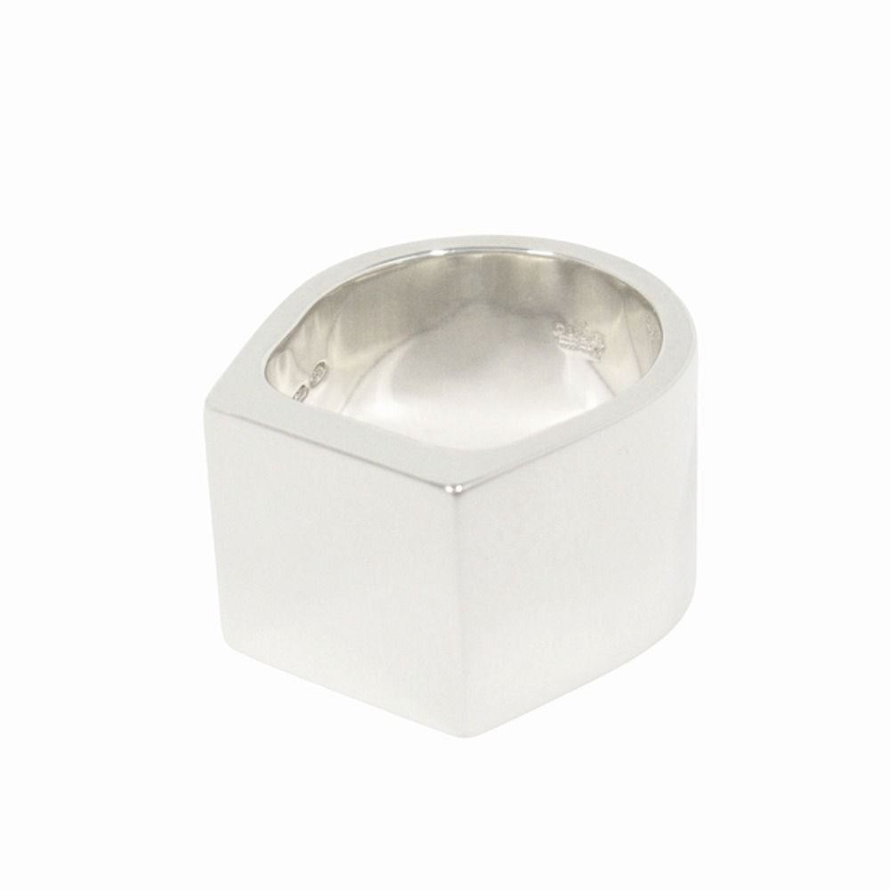 Gucci Polished Square Signet Wide Ring Seal Stand Silver — view 6