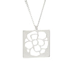 Chanel Polished Camellia Square Plate Necklace Silver — view 2