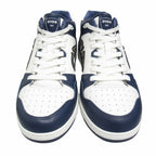 Dior Dribble Mid Top Leather Sneakers CD Logo Blue Jacquard Trotter Shoes — view 5