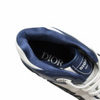 Dior Dribble Mid Top Leather Sneakers CD Logo Blue Jacquard Trotter Shoes — view 7