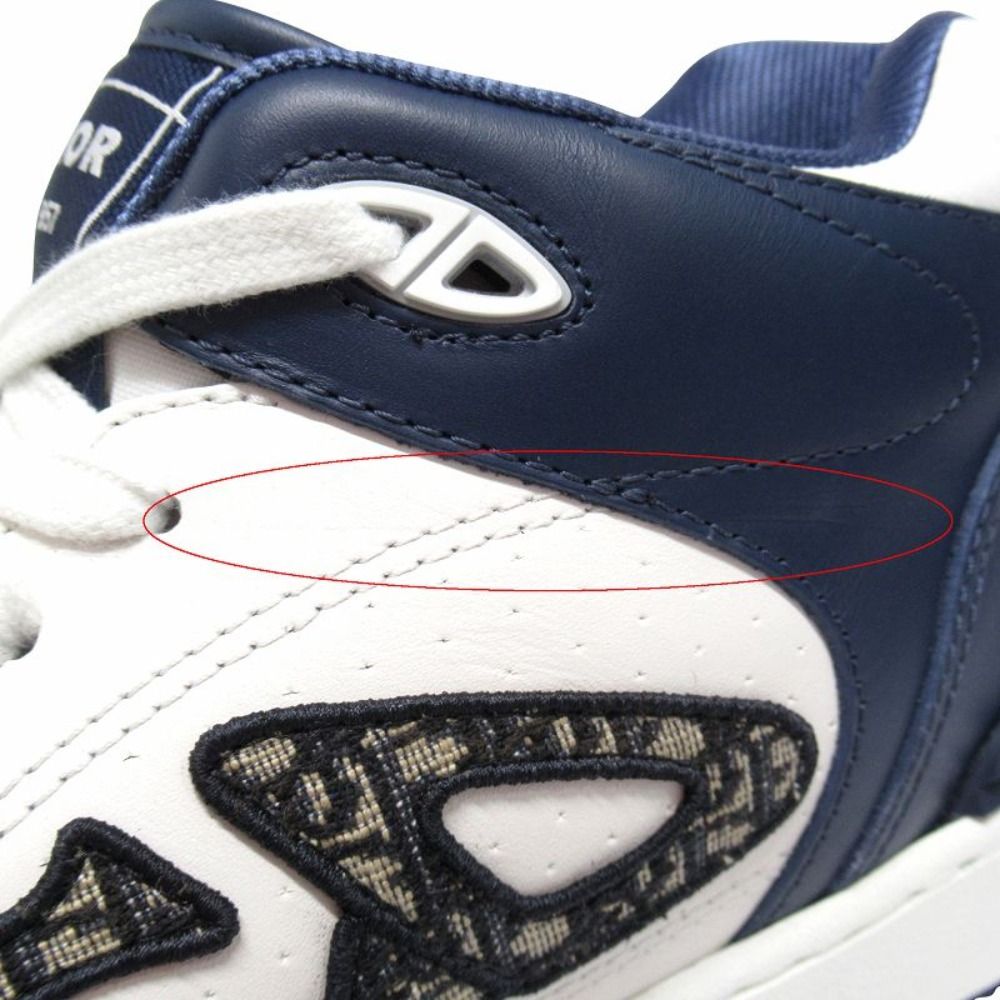 Dior Dribble Mid Top Leather Sneakers CD Logo Blue Jacquard Trotter Shoes — view 8