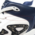 Dior Dribble Mid Top Leather Sneakers CD Logo Blue Jacquard Trotter Shoes — view 8