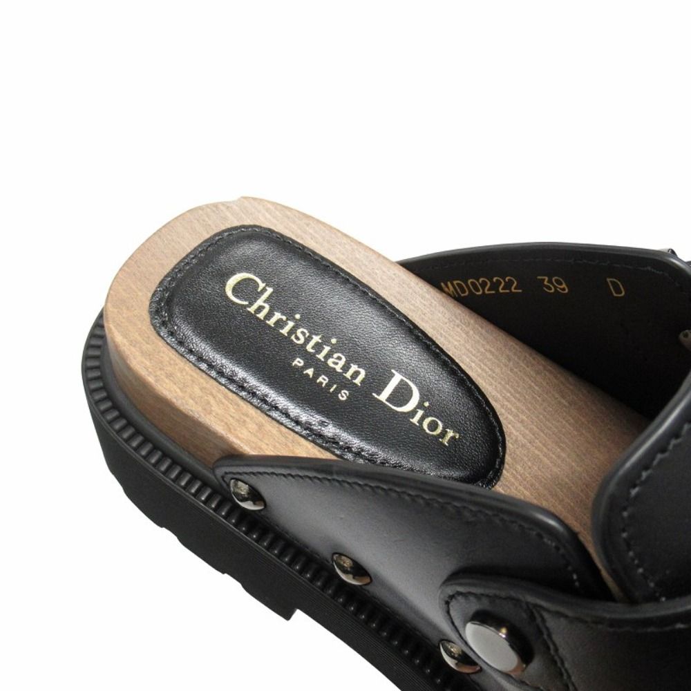 Dior Quake Leather Clog Sandals Sabot Platform 39 Black — view 6