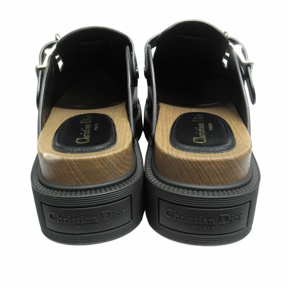 Dior Quake Leather Clog Sandals Sabot Platform 39 Black — view 5