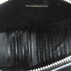 Prada Triangle Leather Shoulder Bag with Mini Pouch Crossbody Logo Black Silver — view 7