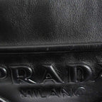 Prada Triangle Leather Shoulder Bag with Mini Pouch Crossbody Logo Black Silver — view 9