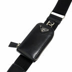 Prada Triangle Leather Shoulder Bag with Mini Pouch Crossbody Logo Black Silver — view 5