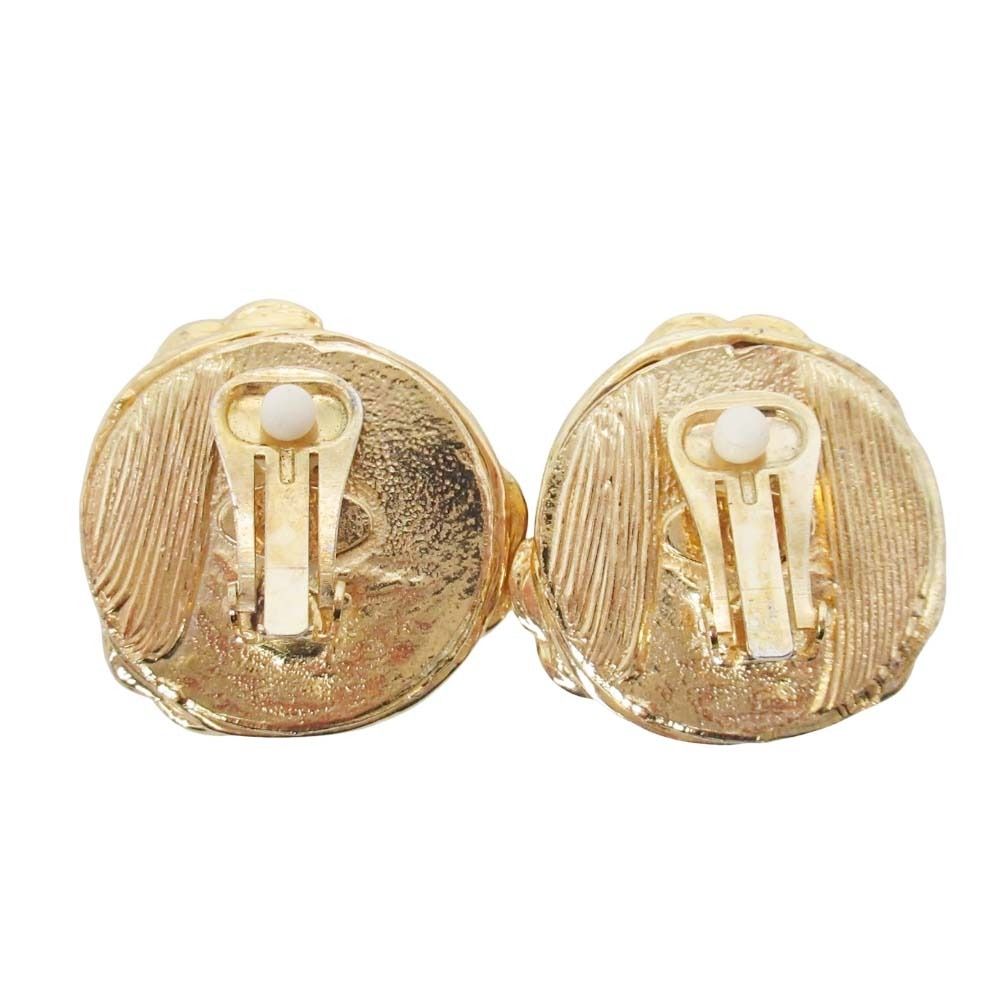 Chanel Vintage CC Logo Gripoix Earrings Costume Gold Red — view 2