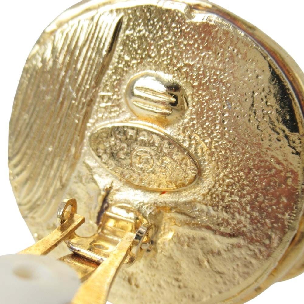Chanel Vintage CC Logo Gripoix Earrings Costume Gold Red — view 5