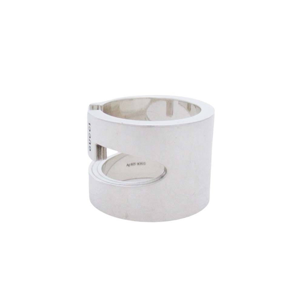 Gucci Cutout Wide Ring Logo Silver — view 2