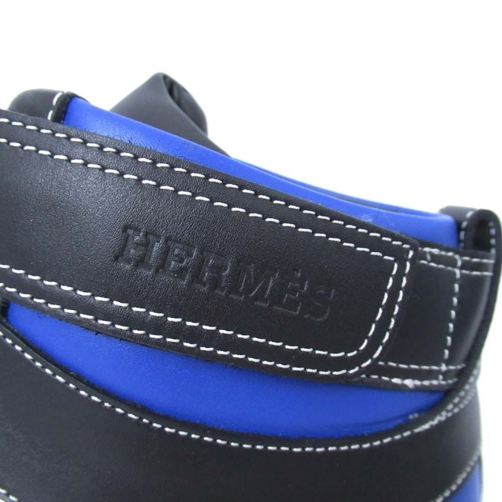 Hermes Freestyle Sneakers High Cut Series Logo Shoes 40.5 Black White Blue — view 6