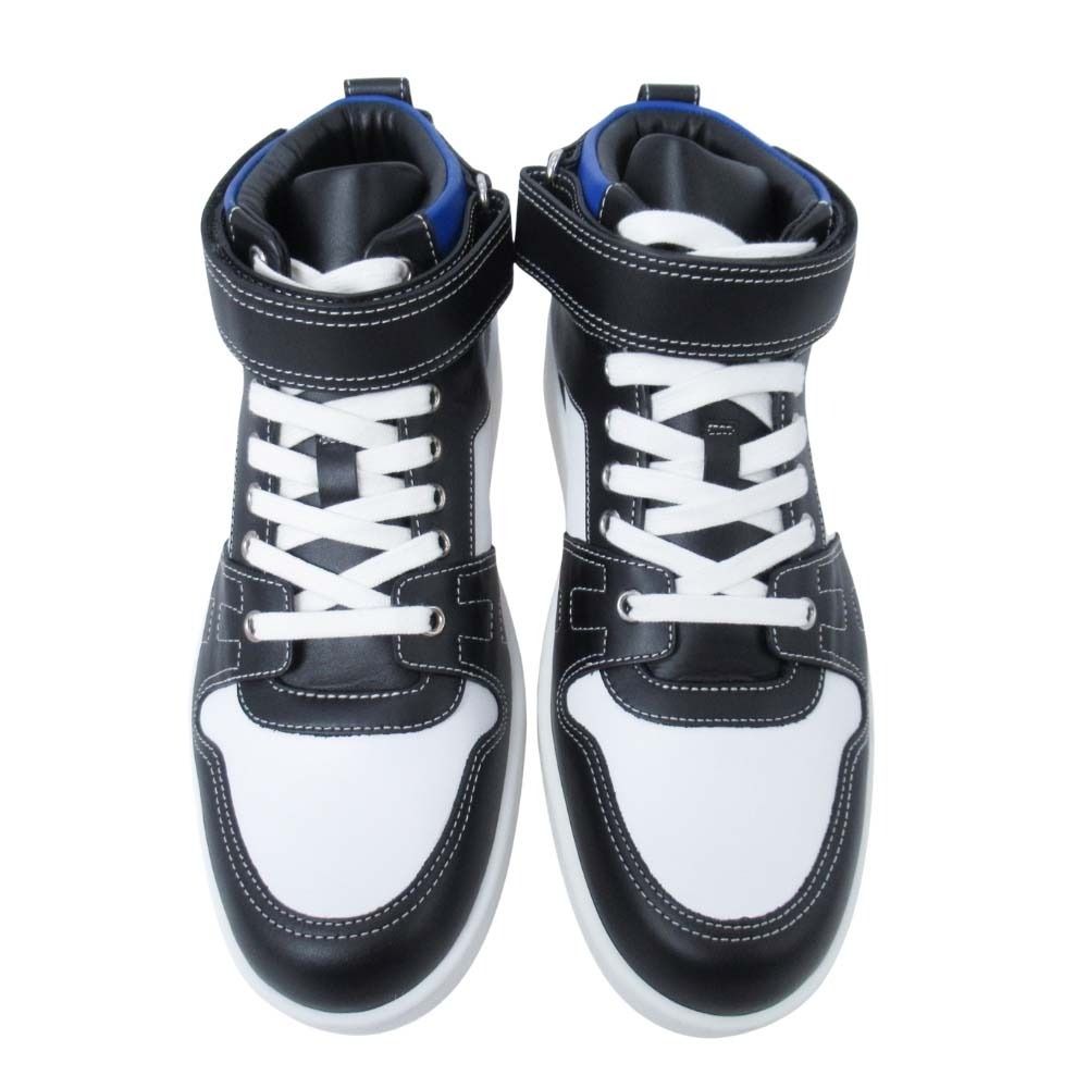 Hermes Freestyle Sneakers High Cut Series Logo Shoes 40.5 Black White Blue — view 2