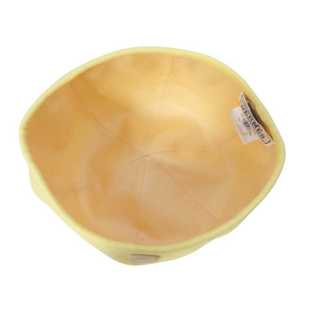 Hermes Gabrielle Beret Linen Silk Hat Cap 57 cm Yellow Handbag — view 6