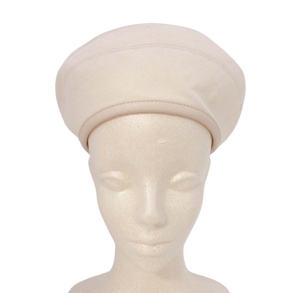 Hermes Gabrielle Beret Denim Leather Trim Series Button Hat 57 cm Ivory Handbag — view 7