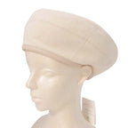 Hermes Gabrielle Beret Denim Leather Trim Series Button Hat 57 cm Ivory Handbag — view 8