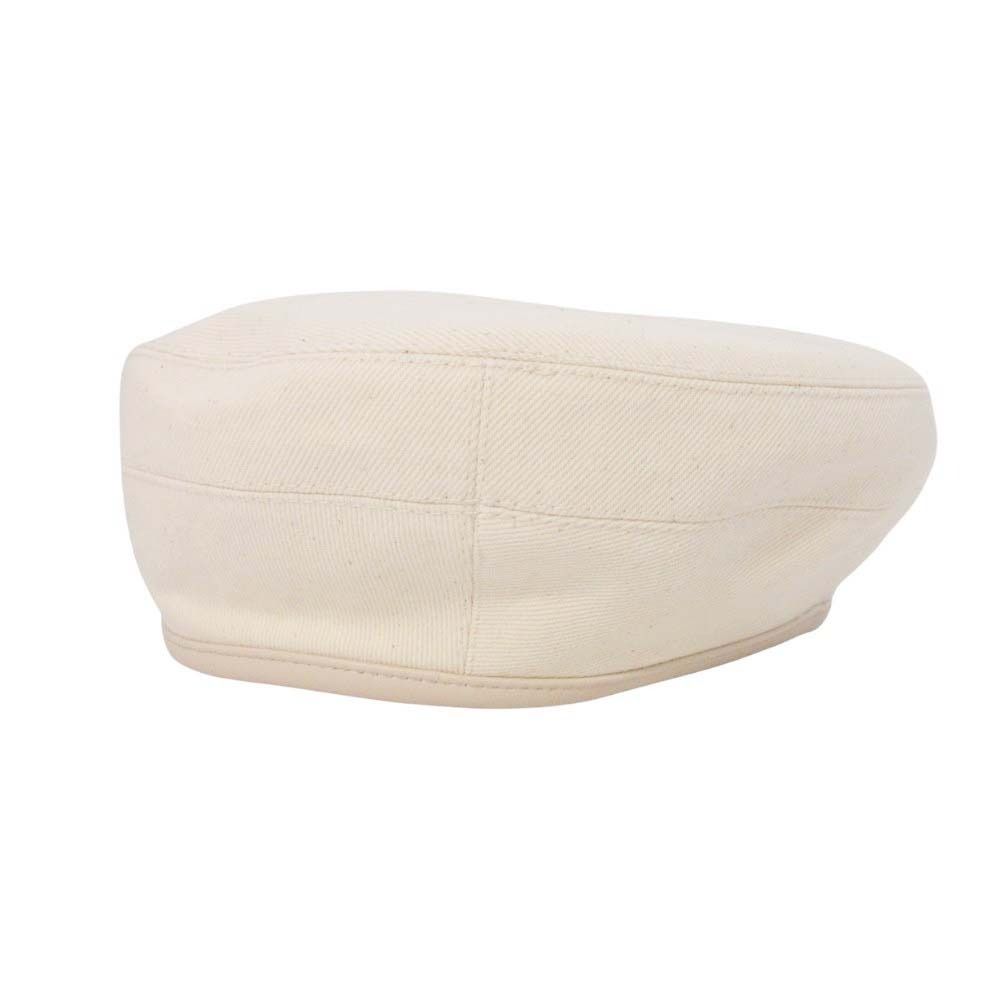 Hermes Gabrielle Beret Denim Leather Trim Series Button Hat 57 cm Ivory Handbag — view 2