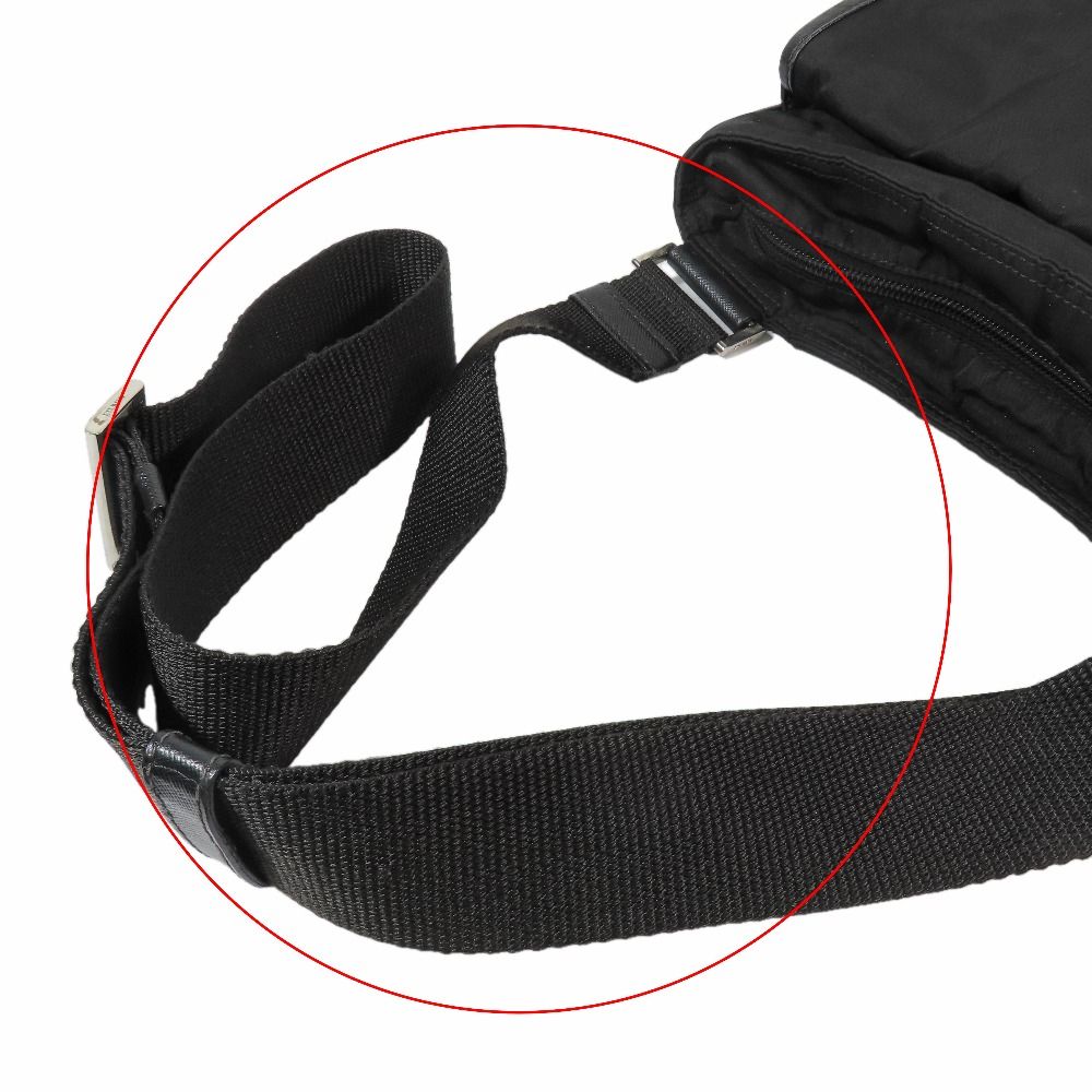 Prada Tessuto Nylon Triangle Logo Plate Messenger Shoulder Bag Purse Black — view 7