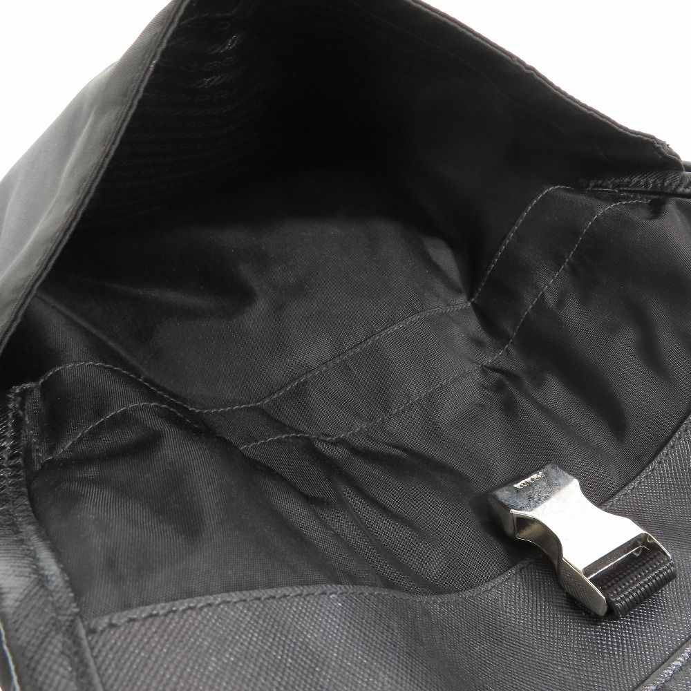 Prada Tessuto Nylon Triangle Logo Plate Messenger Shoulder Bag Purse Black — view 5