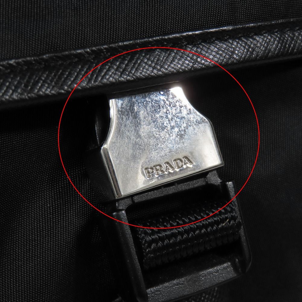 Prada Tessuto Nylon Triangle Logo Plate Messenger Shoulder Bag Purse Black — view 9