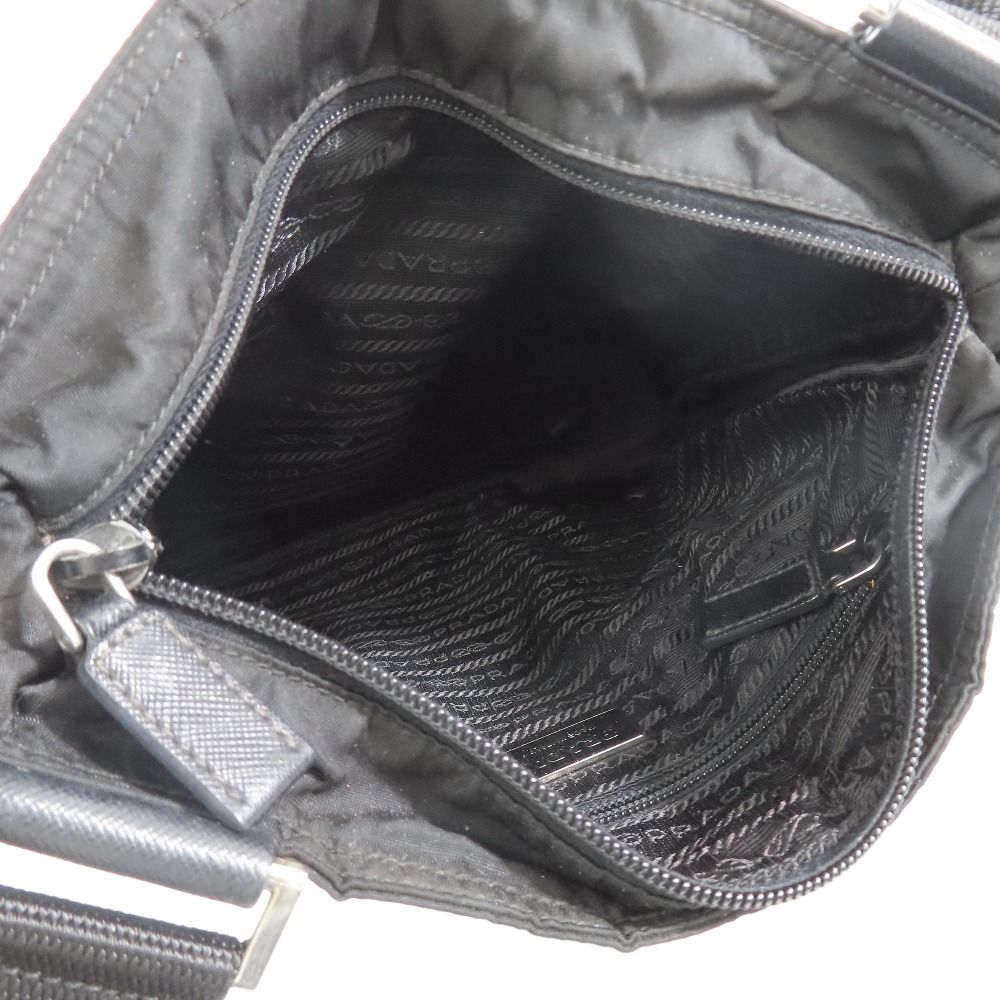 Prada Tessuto Nylon Triangle Logo Plate Messenger Shoulder Bag Purse Black — view 6