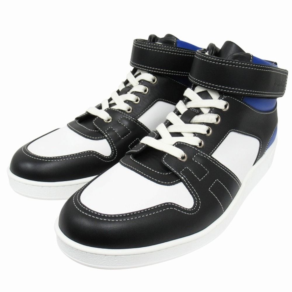 Hermes Freestyle Calfskin Leather Sneakers Shoes High Cut 42 White — view 3