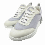 Hermes Bouncing Sneakers Shoes Logo Suede Leather 42) Gray White — view 3
