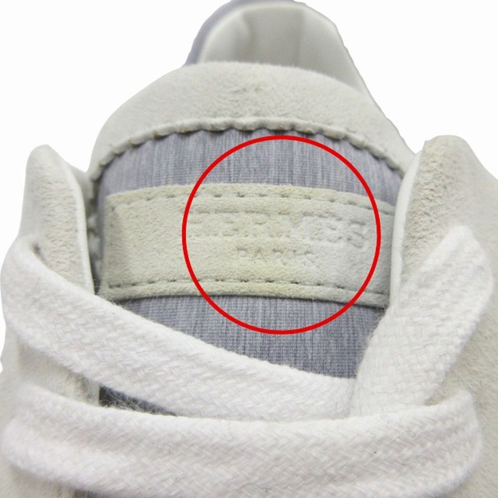Hermes Bouncing Sneakers Shoes Logo Suede Leather 42) Gray White — view 9