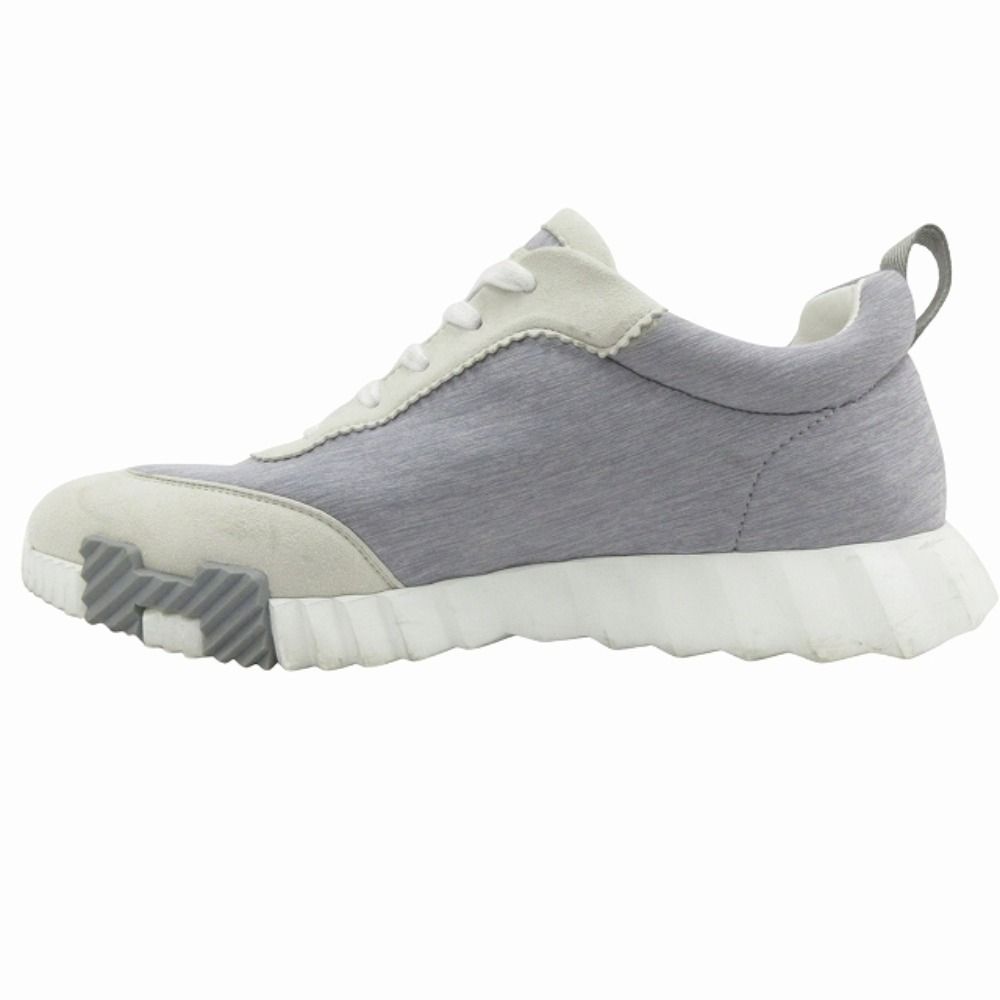 Hermes Bouncing Sneakers Shoes Logo Suede Leather 42) Gray White — view 2