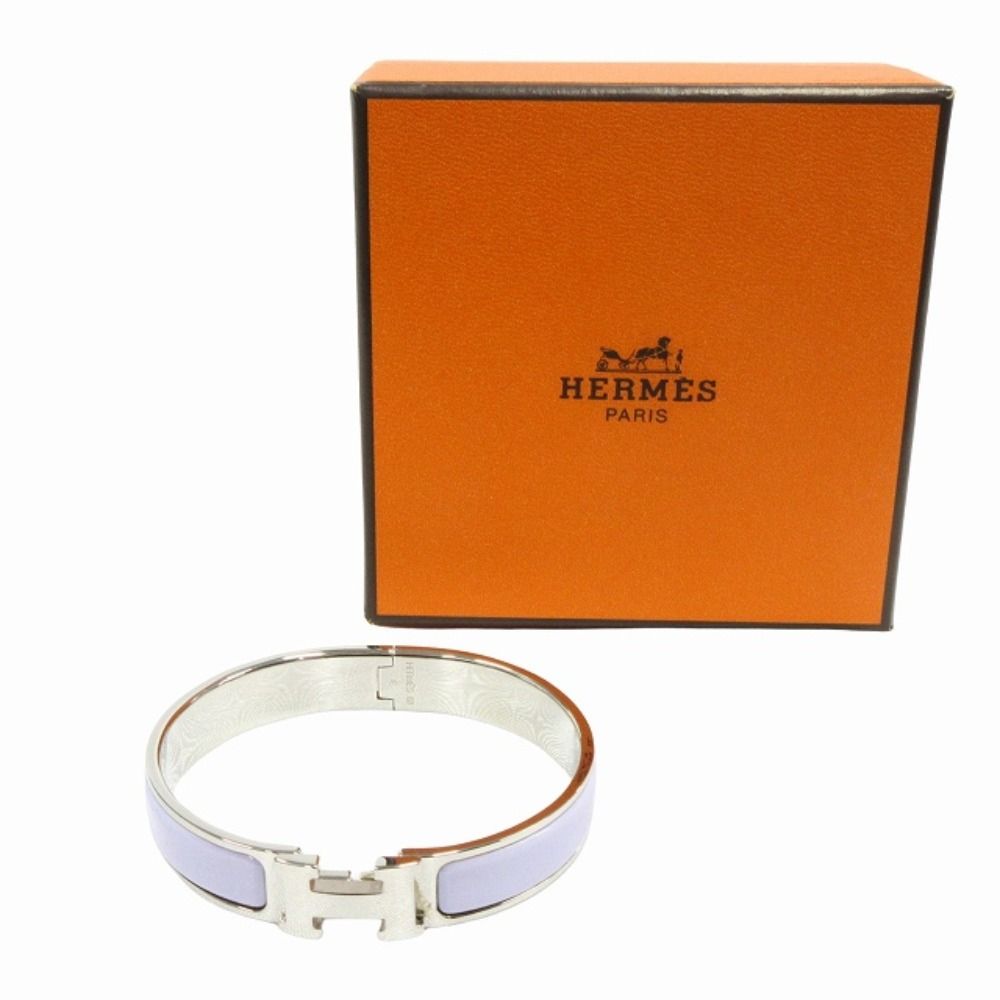 Hermes Clic Bracelet Bangle GM Silver Lila Light Purple — view 8