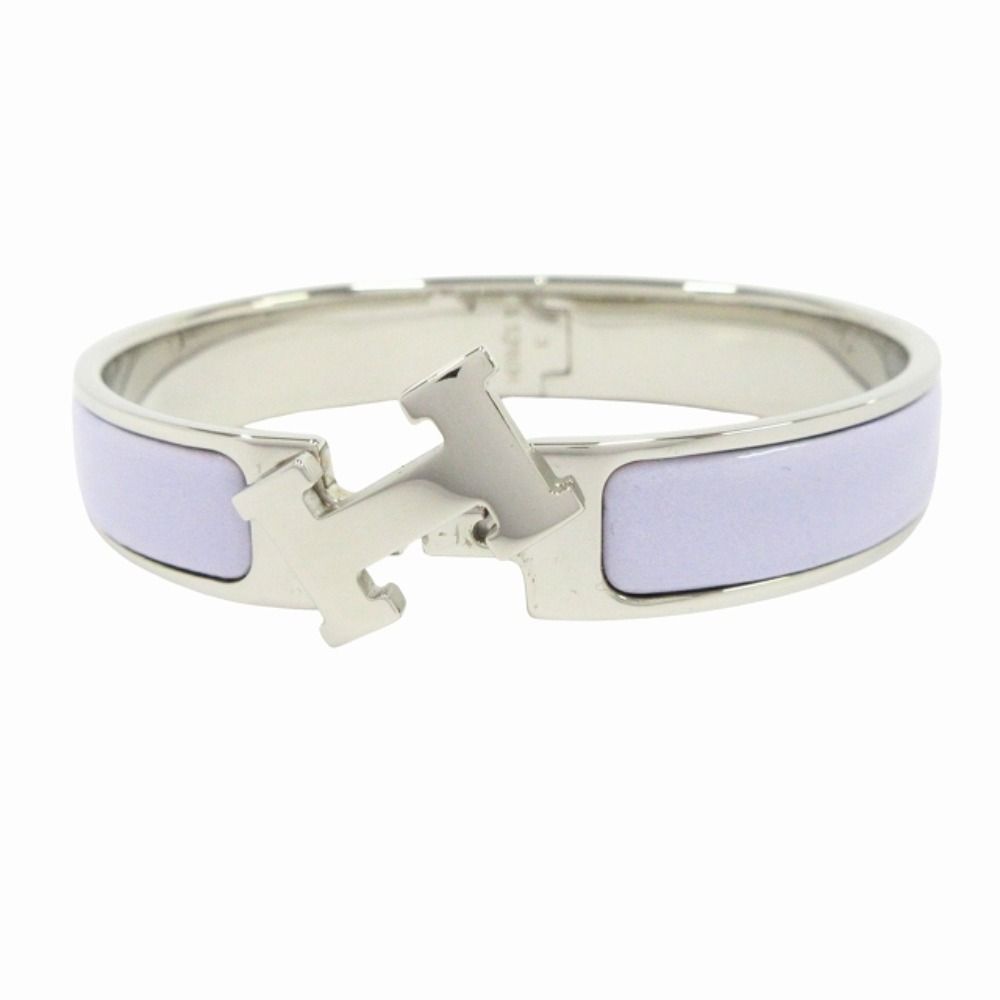 Hermes Clic Bracelet Bangle GM Silver Lila Light Purple — view 3