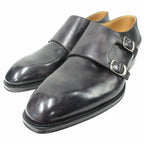 Louis Vuitton Double Monk Strap Dress Business Shoes Leather Silver Black — view 3