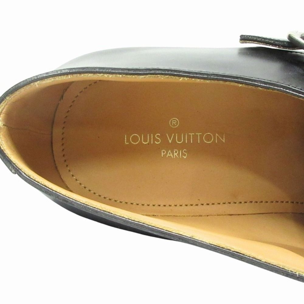 Louis Vuitton Double Monk Strap Dress Business Shoes Leather Silver Black — view 5