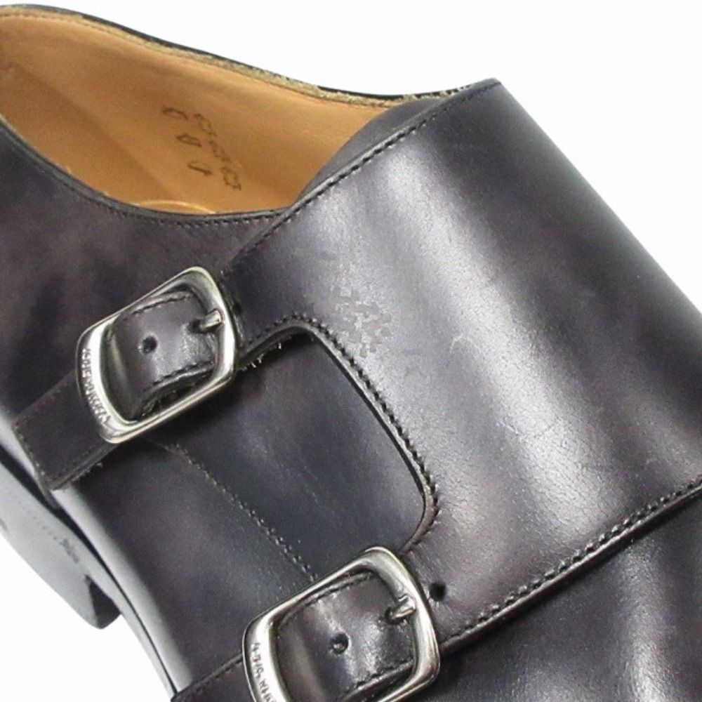 Louis Vuitton Double Monk Strap Dress Business Shoes Leather Silver Black — view 9