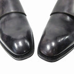 Louis Vuitton Double Monk Strap Dress Business Shoes Leather Silver Black — view 7