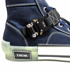 Dior High Top Logo Buckle Cut Sneakers Shoes 36 Navy — view 8