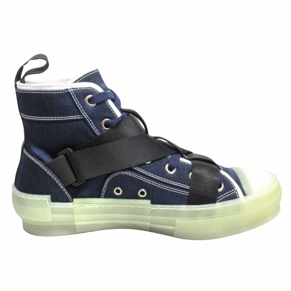 Dior High Top Logo Buckle Cut Sneakers Shoes 36 Navy — view 2