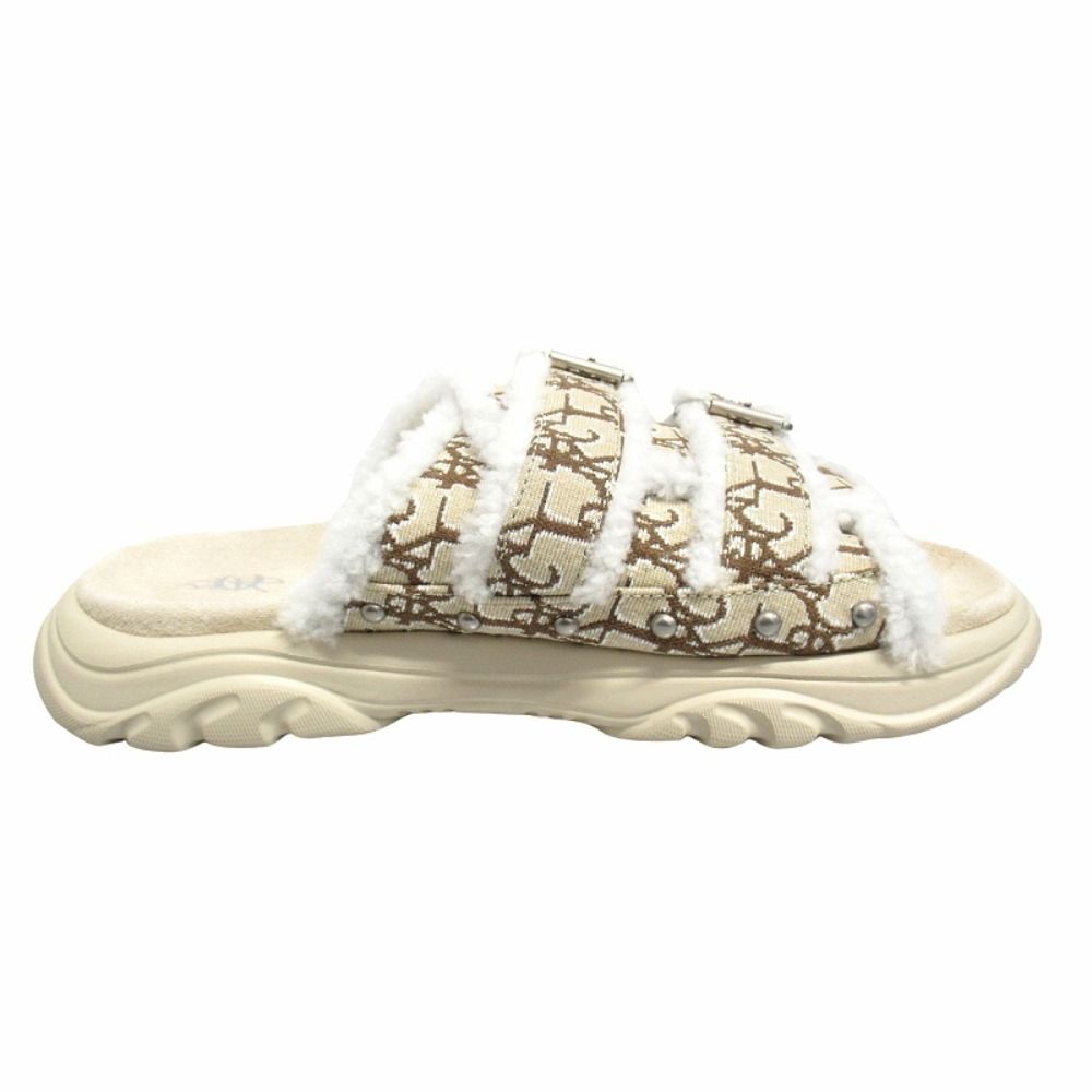 Dior Town Oblique Jacquard Shearling Sandals Shoes Trotter 40 Beige Brown — view 2