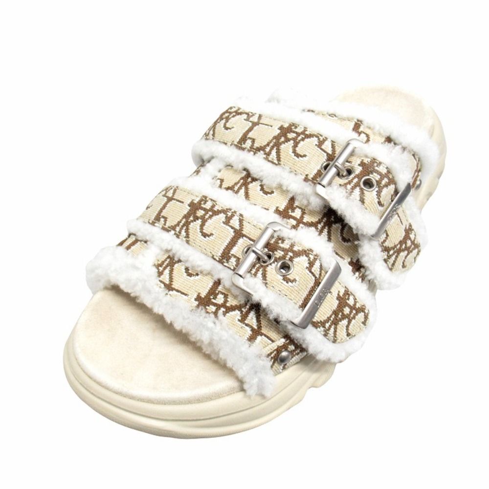 Dior Town Oblique Jacquard Shearling Sandals Shoes Trotter 40 Beige Brown — view 3