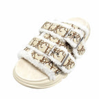 Dior Town Oblique Jacquard Shearling Sandals Shoes Trotter 40 Beige Brown — view 3