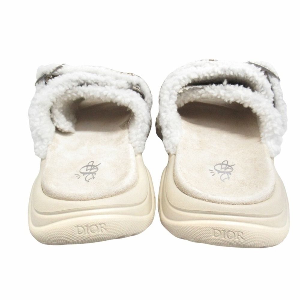 Dior Town Oblique Jacquard Shearling Sandals Shoes Trotter 40 Beige Brown — view 7