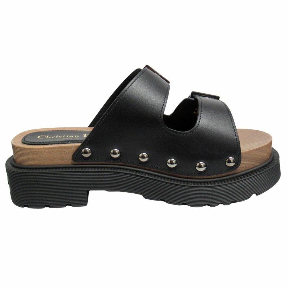 Dior Quake Leather Strap Sandals Shoes 37 Black — view 2